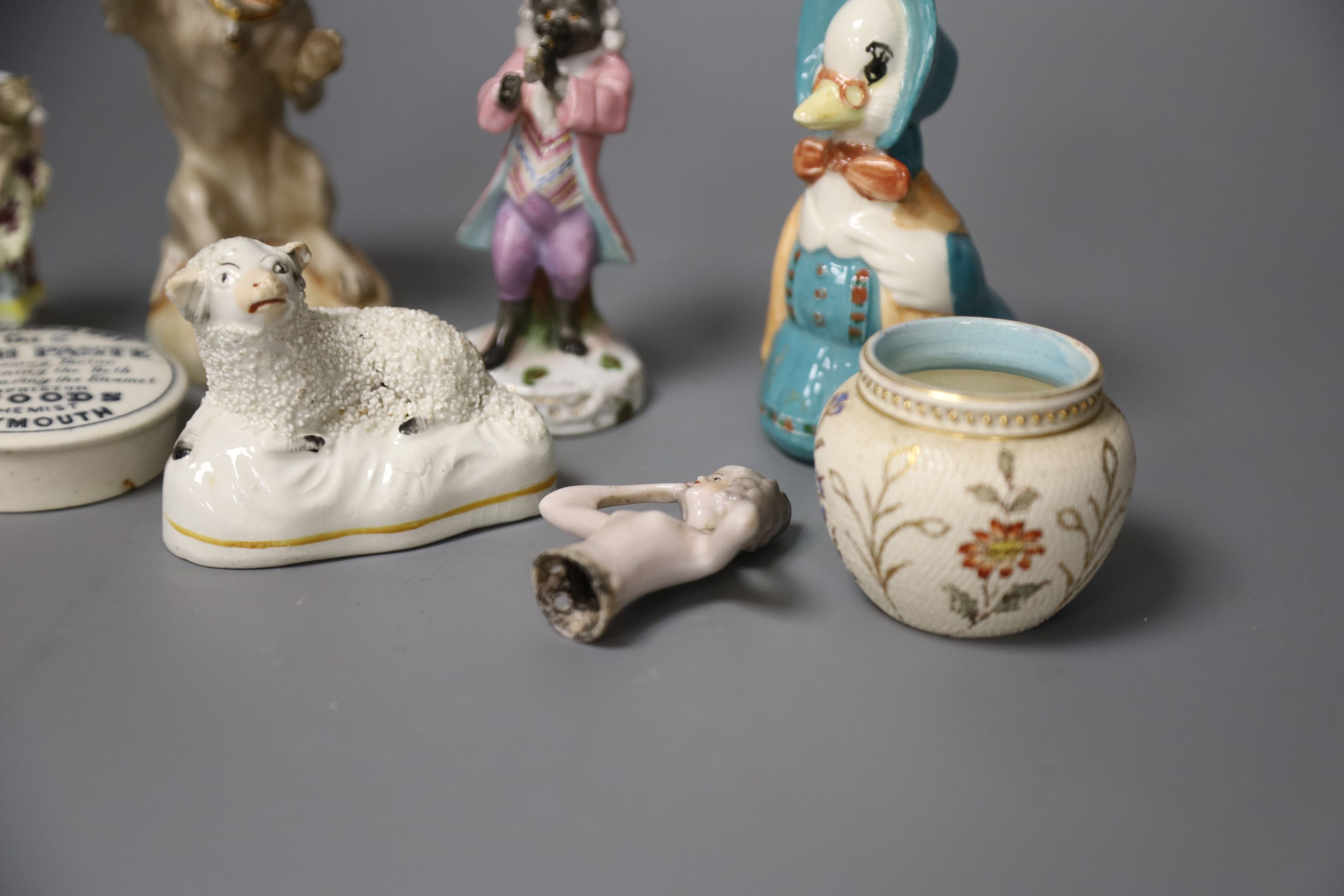 A quantity of Continental porcelain figures, tallest 12cm (8)